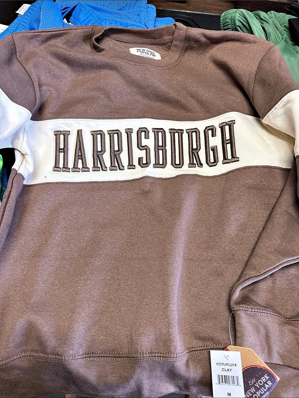 New York Popular Harrisburgh Crew Neck Sweatshirt Brown & White Medium